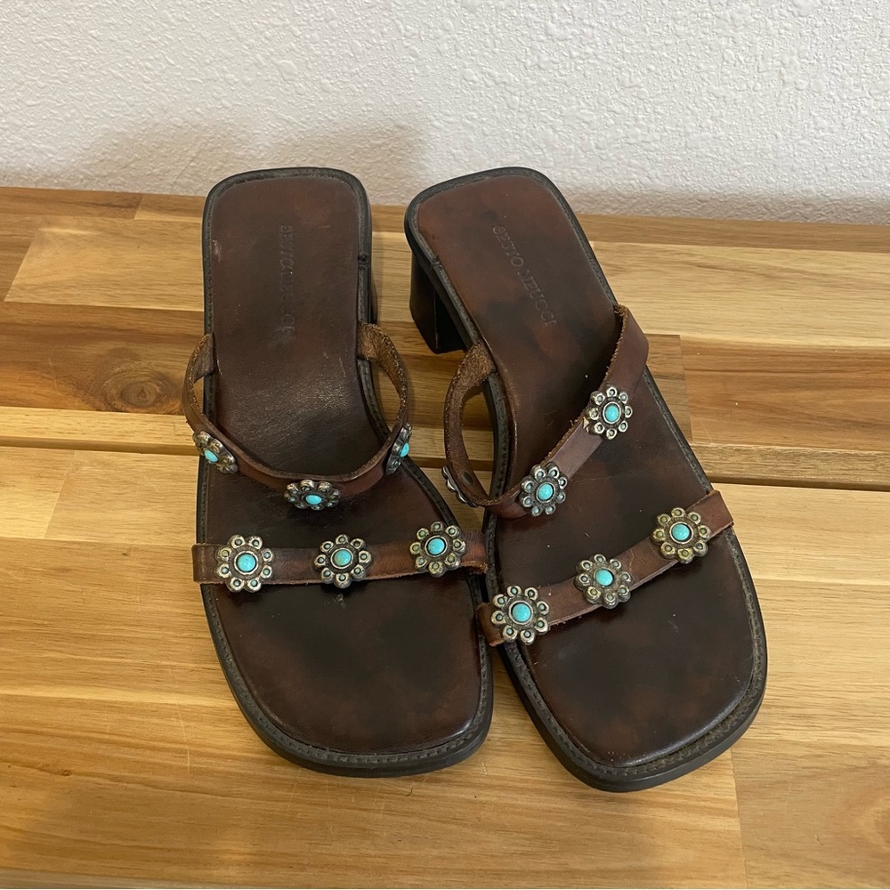 Vintage Sesto Meucci Italian Leather Slip On Sandals